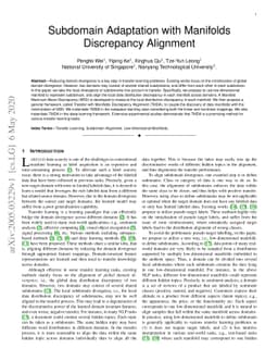 Subdomain Adaptation with Manifolds Discrepancy Alignment