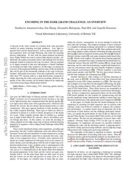 Encoding in the Dark Grand Challenge: An Overview