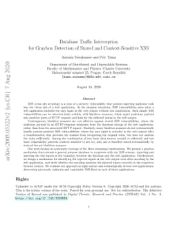 Database Traffic Interception for Graybox Detection of Stored and
  Context-Sensitive XSS