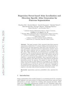 Regression Forest-Based Atlas Localization and Direction Specific Atlas
  Generation for Pancreas Segmentation