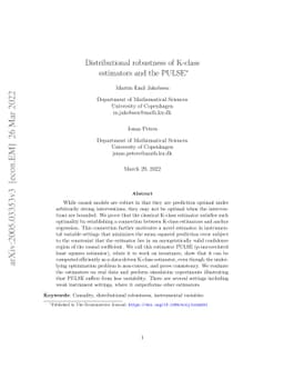 Distributional robustness of K-class estimators and the PULSE