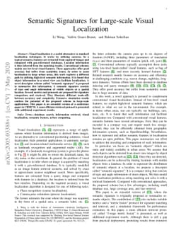 Semantic Signatures for Large-scale Visual Localization