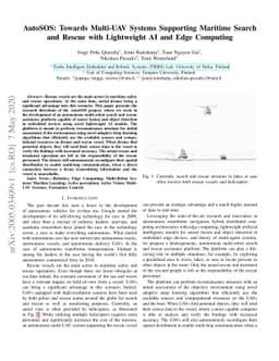 AutoSOS: Towards Multi-UAV Systems Supporting Maritime Search and Rescue
  with Lightweight AI and Edge Computing