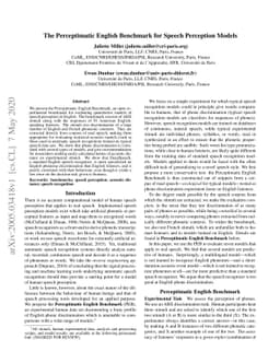 The Perceptimatic English Benchmark for Speech Perception Models
