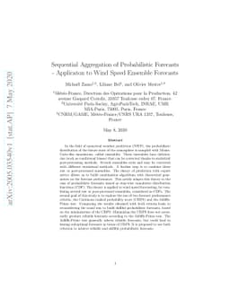 Sequential Aggregation of Probabilistic Forecasts -- Applicaton to Wind
  Speed Ensemble Forecasts