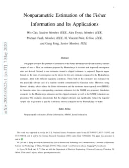 Nonparametric Estimation of the Fisher Information and Its Applications