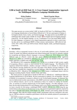LIIR at SemEval-2020 Task 12: A Cross-Lingual Augmentation Approach for
  Multilingual Offensive Language Identification