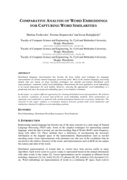 Comparative Analysis of Word Embeddings for Capturing Word Similarities