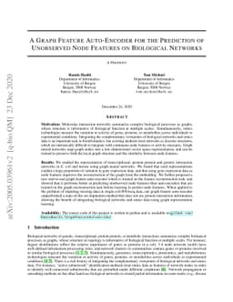 A Graph Feature Auto-Encoder for the Prediction of Unobserved Node
  Features on Biological Networks