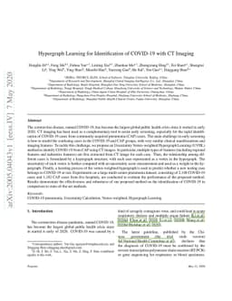 Hypergraph Learning for Identification of COVID-19 with CT Imaging