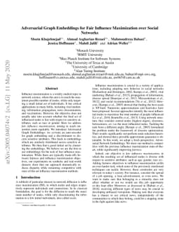 Adversarial Graph Embeddings for Fair Influence Maximization over Social
  Networks