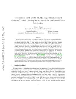The scalable Birth-Death MCMC Algorithm for Mixed Graphical Model
  Learning with Application to Genomic Data Integration