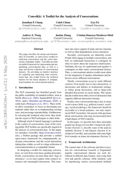ConvoKit: A Toolkit for the Analysis of Conversations