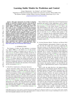 Learning Stable Models for Prediction and Control