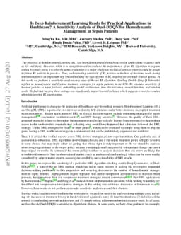 Is Deep Reinforcement Learning Ready for Practical Applications in
  Healthcare? A Sensitivity Analysis of Duel-DDQN for Hemodynamic Management in
  Sepsis Patients