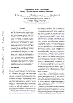 Empowering Active Learning to Jointly Optimize System and User Demands