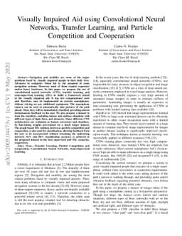 Visually Impaired Aid using Convolutional Neural Networks, Transfer
  Learning, and Particle Competition and Cooperation