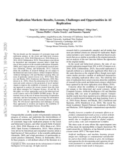 Replication Markets: Results, Lessons, Challenges and Opportunities in
  AI Replication