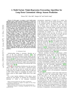 A Multi-Variate Triple-Regression Forecasting Algorithm for Long-Term
  Customized Allergy Season Prediction
