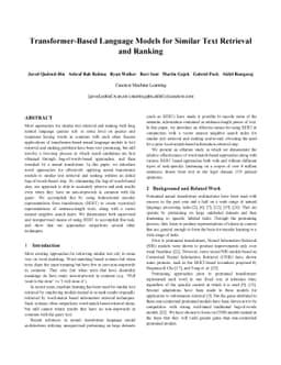 Transformer Based Language Models for Similar Text Retrieval and Ranking