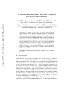 A machine learning based heuristic to predict the efficacy of online
  sale
