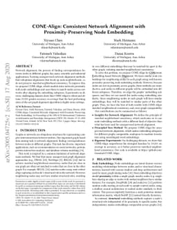 CONE-Align: Consistent Network Alignment with Proximity-Preserving Node
  Embedding