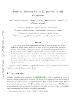 Statistical inference for the EU portfolio in high dimensions