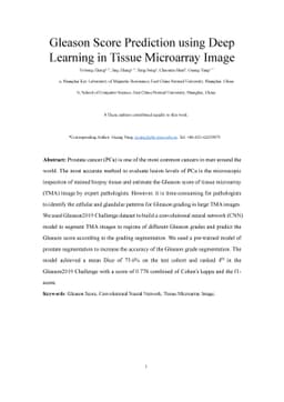 Gleason Score Prediction using Deep Learning in Tissue Microarray Image