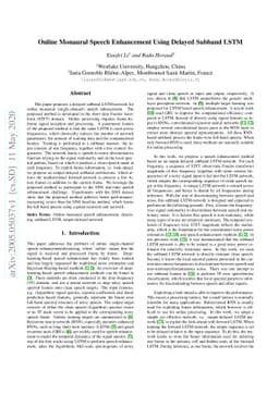 Online Monaural Speech Enhancement Using Delayed Subband LSTM