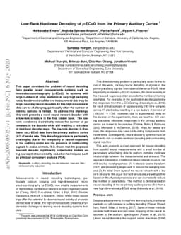 Low-Rank Nonlinear Decoding of $μ$-ECoG from the Primary Auditory
  Cortex