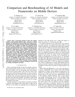 Comparison and Benchmarking of AI Models and Frameworks on Mobile
  Devices