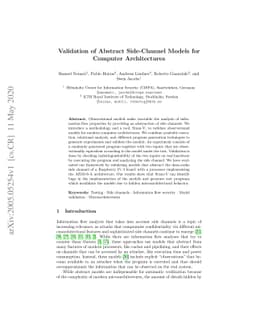 Validation of Abstract Side-Channel Models for Computer Architectures
