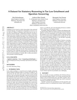 A Dataset for Statutory Reasoning in Tax Law Entailment and Question
  Answering