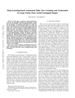 Deep-Learning-based Automated Palm Tree Counting and Geolocation in
  Large Farms from Aerial Geotagged Images