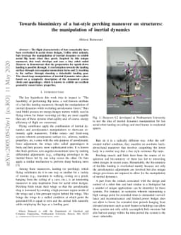 Towards biomimicry of a bat-style perching maneuver on structures: the
  manipulation of inertial dynamics
