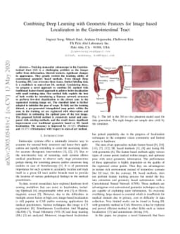 Combining Deep Learning with Geometric Features for Image based
  Localization in the Gastrointestinal Tract