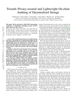 Towards Privacy-assured and Lightweight On-chain Auditing of
  Decentralized Storage