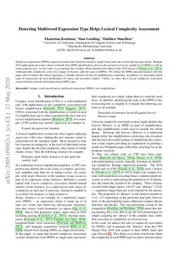 Detecting Multiword Expression Type Helps Lexical Complexity Assessment