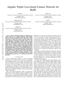 Angular Triplet Loss-based Camera Network for ReID