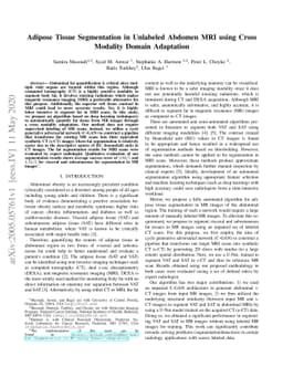 Adipose Tissue Segmentation in Unlabeled Abdomen MRI using Cross
  Modality Domain Adaptation