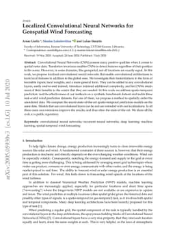 Localized convolutional neural networks for geospatial wind forecasting