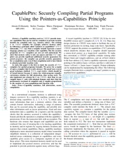 CapablePtrs: Securely Compiling Partial Programs Using the
  Pointers-as-Capabilities Principle