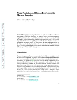 Visual Analytics and Human Involvement in Machine Learning