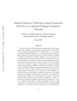 Android Malware Clustering using Community Detection on Android Packages
  Similarity Network