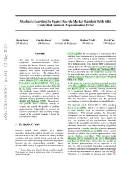 Stochastic Learning for Sparse Discrete Markov Random Fields with
  Controlled Gradient Approximation Error