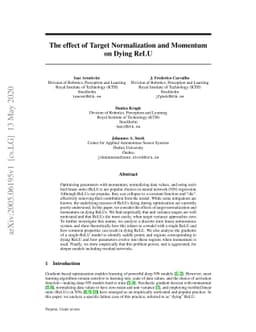 The effect of Target Normalization and Momentum on Dying ReLU