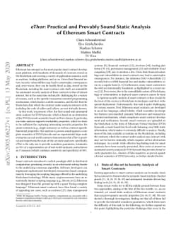 eThor: Practical and Provably Sound Static Analysis of Ethereum Smart
  Contracts