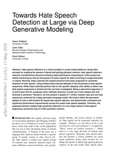 Towards Hate Speech Detection at Large via Deep Generative Modeling