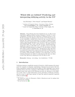 Which bills are lobbied? Predicting and interpreting lobbying activity
  in the US