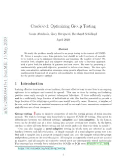 Crackovid: Optimizing Group Testing